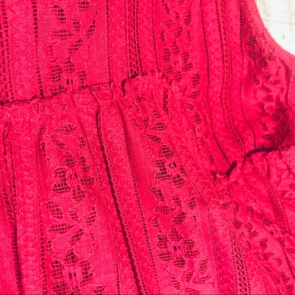Free People Tu Es La eyelet dress- Ruby Red - Picture 4 of 8